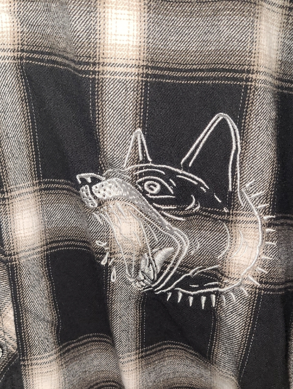 Lurking Class Plaid Flannel Hoodie Button Front Size M Black Street Grunge Skate - Picture 5 of 12